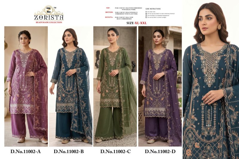 11002 A To D By Zorista Curuncy Silk Readymade Pakistani Suits